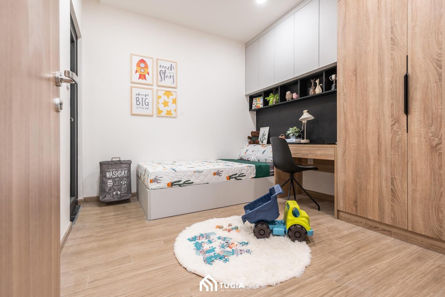 Thi công nội thất phòng ngủ cho bé đáng yêu với tông màu sáng