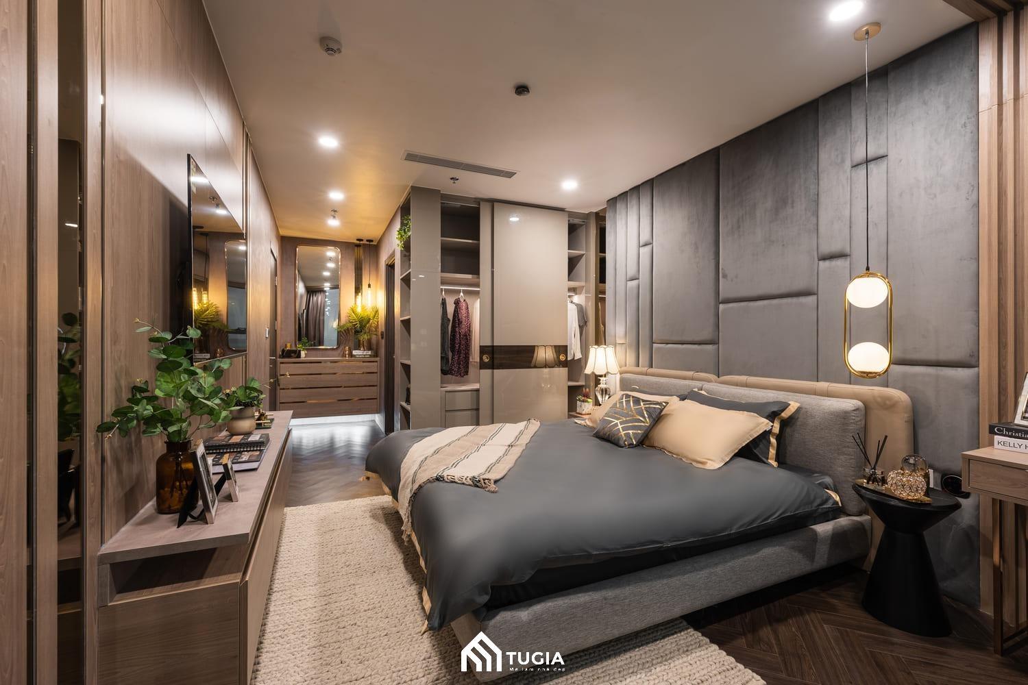Thi công nội thất phòng ngủ bằng gỗ công nghiệp cho vợ chồng trẻ