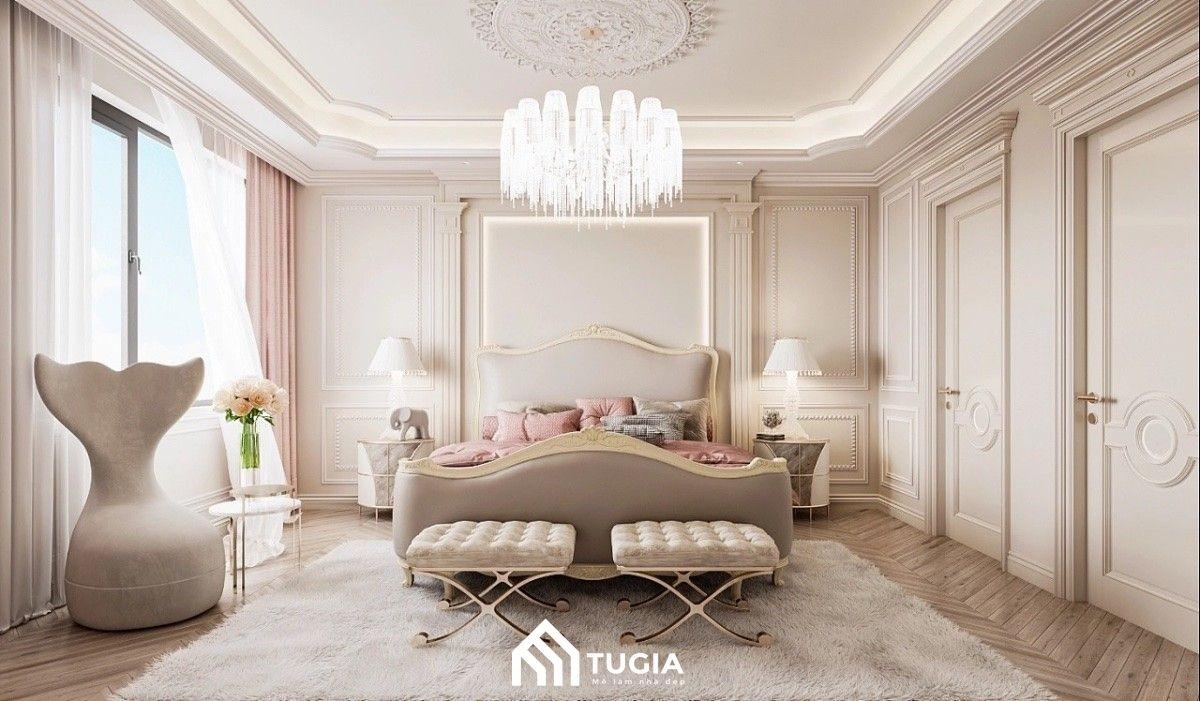Thiết kế nội thất phòng ngủ 25m2 phong cách tân cổ điển