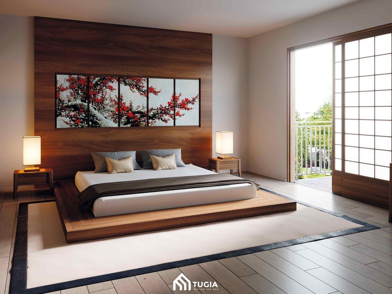 Thiết kế nội thất phòng ngủ 25m2 phong cách Nhật