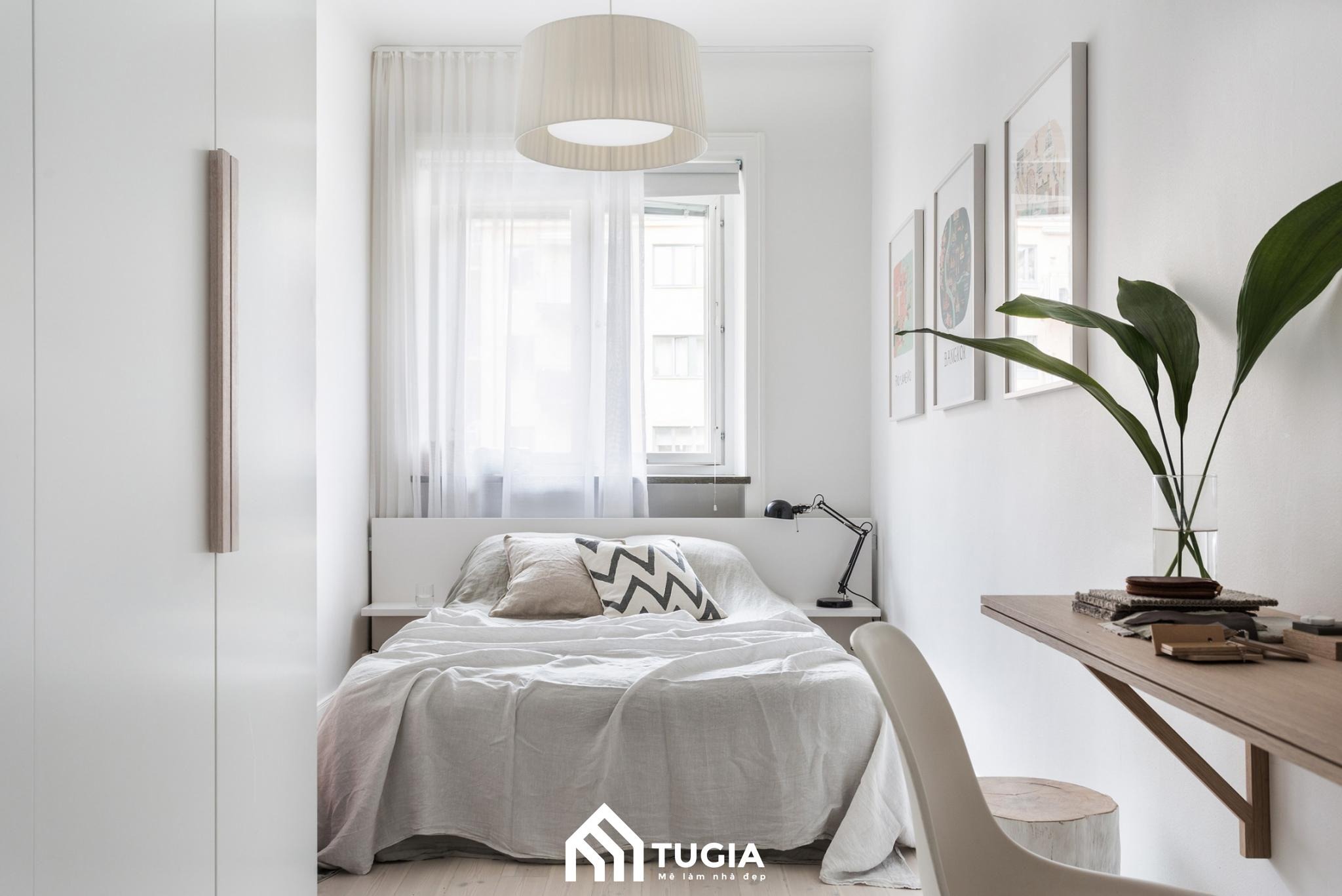 Phòng ngủ nhỏ 14m2 với thiết kế tối giản giúp tối ưu hóa không gian