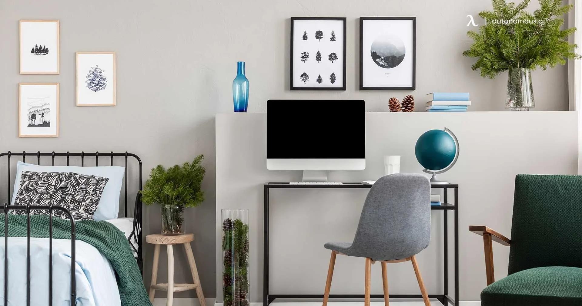 Mẫu phòng ngủ nhỏ đẹp có thêm bàn làm việc