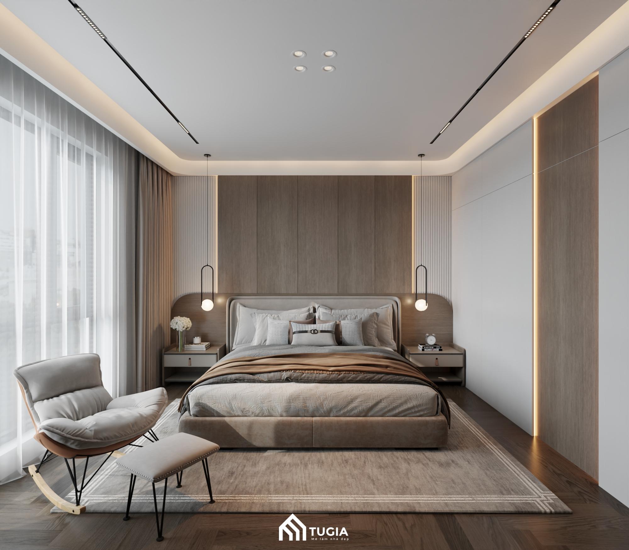 Đối với phòng ngủ nam nên lựa chọn những tông màu tối làm chủ đạo