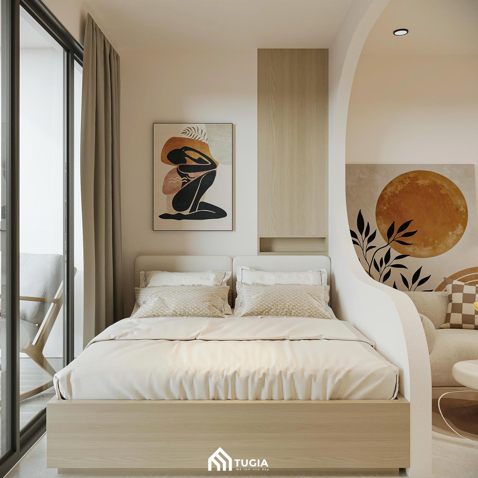 Mẫu phòng ngủ chung cư mini với đồ nội thất thông minh giúp tăng thêm không gian sinh hoạt
