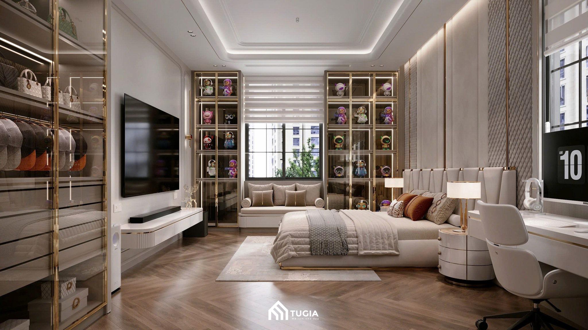 Mẫu thiết kế nội thất phòng ngủ master Luxury rộng 50m2 sang trọng