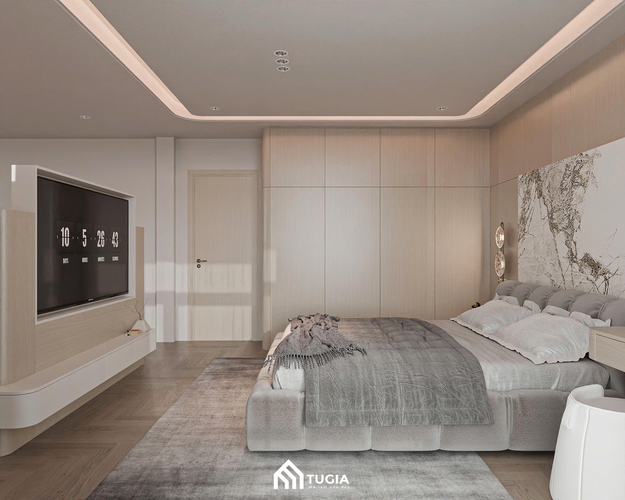 Mẫu thiết kế phòng ngủ master đẹp cho biệt thự của anh Luật tại Hải Phòng