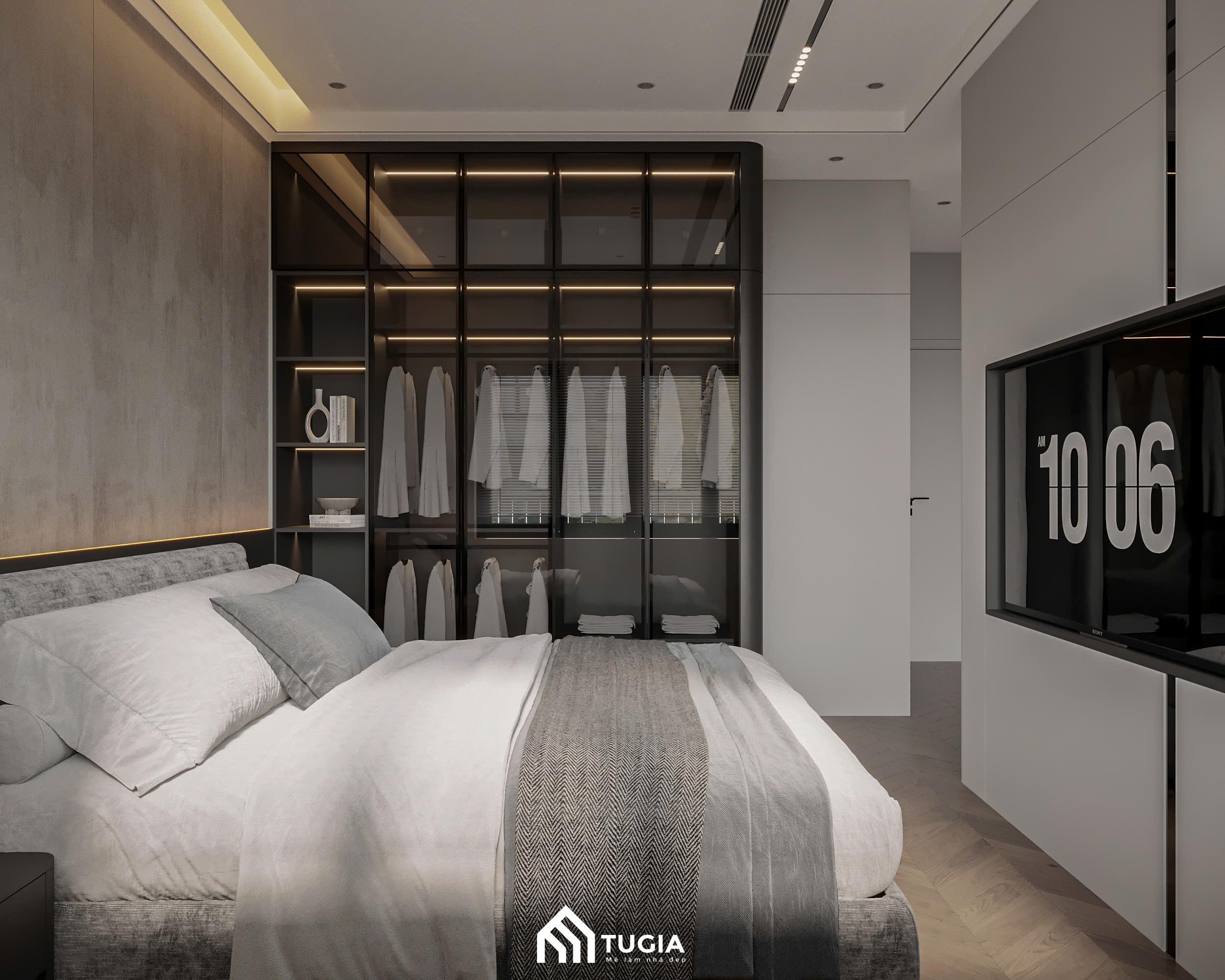 Mẫu thiết kế nội thất phòng ngủ nhà ống đa năng với những đồ nội thất thông minh giúp tăng thêm diện tích lưu trữ