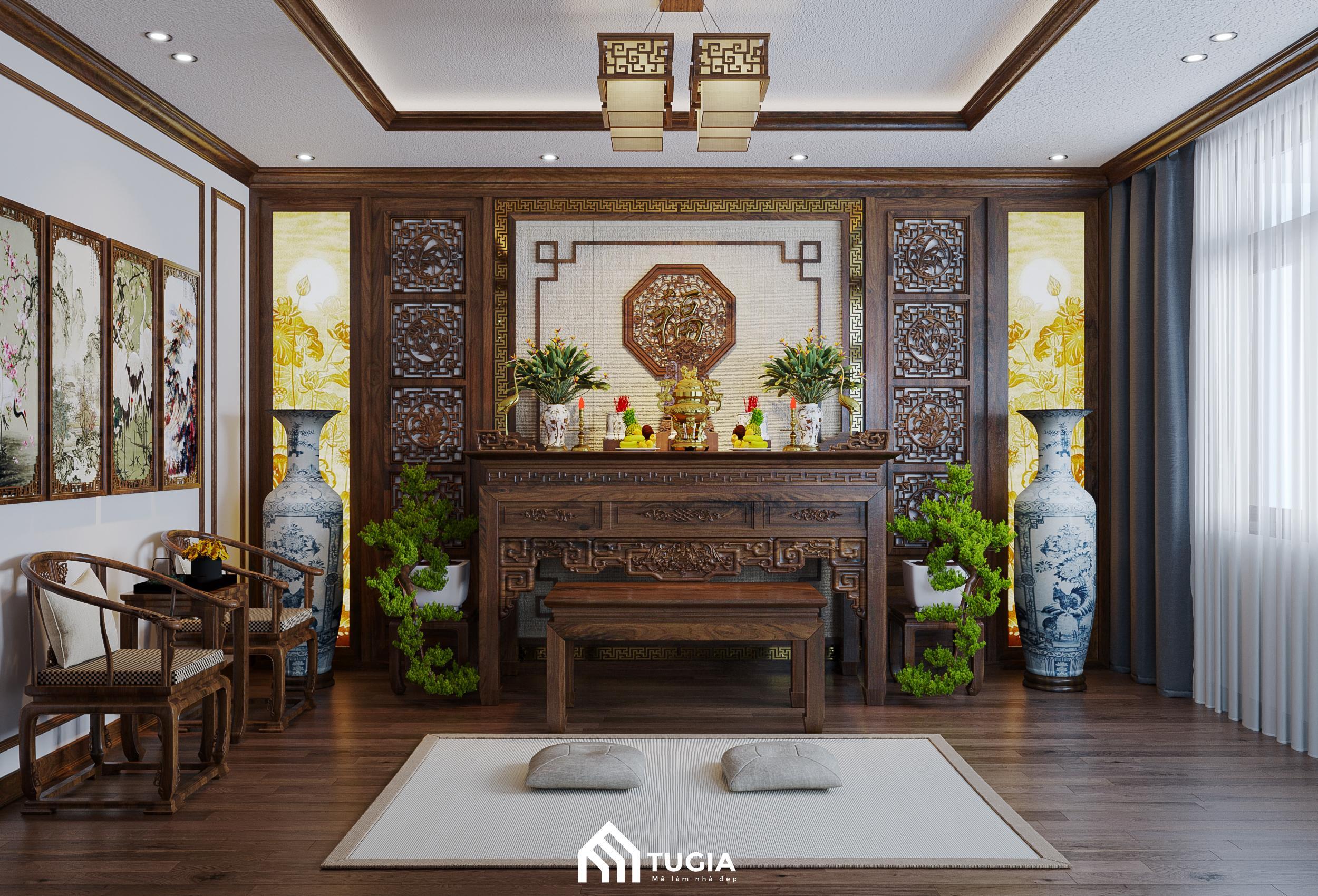 Phòng thờ biệt thự phong cách truyền thống