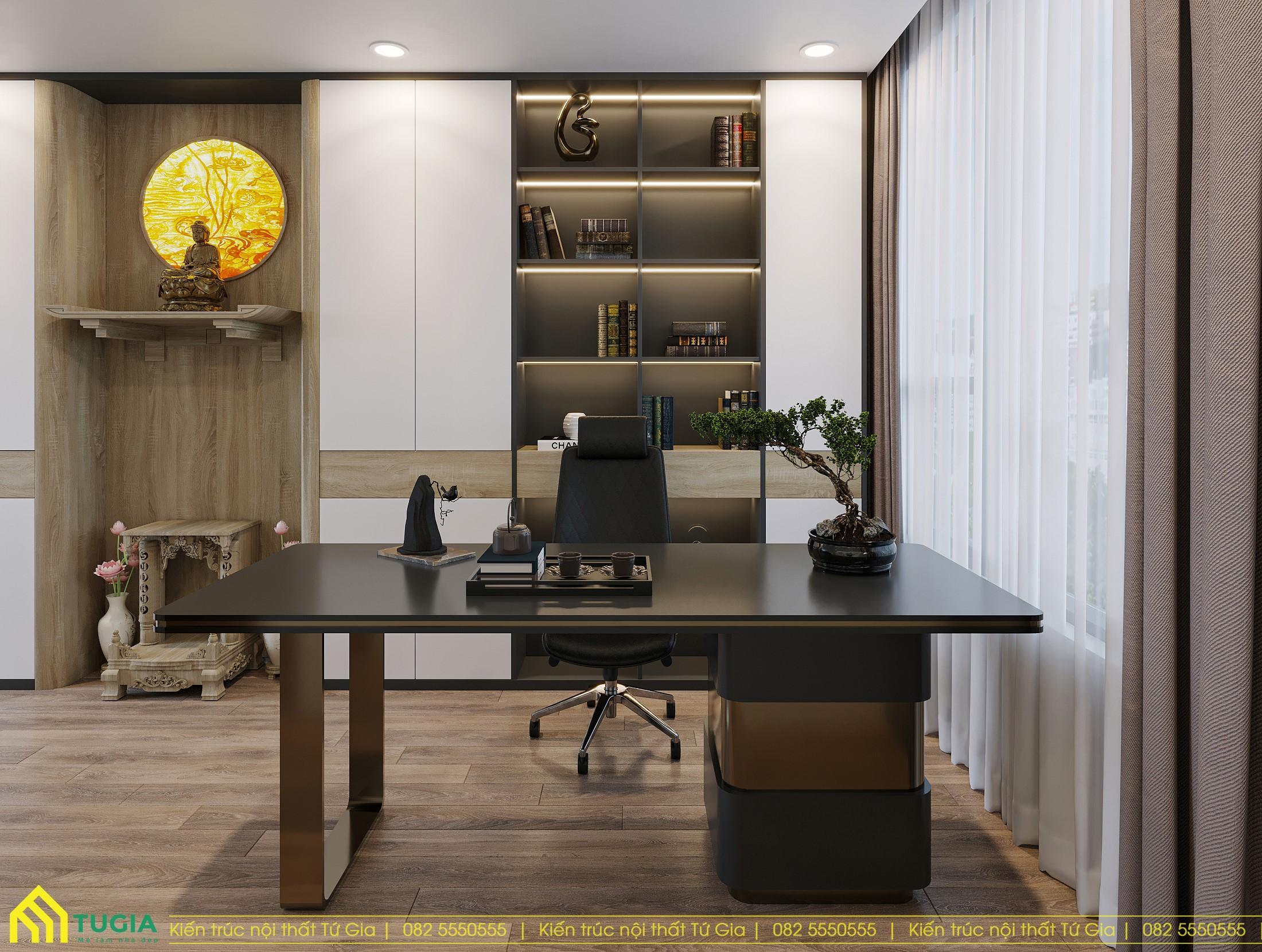 Phòng làm việc biệt thự với đồ trang trí
