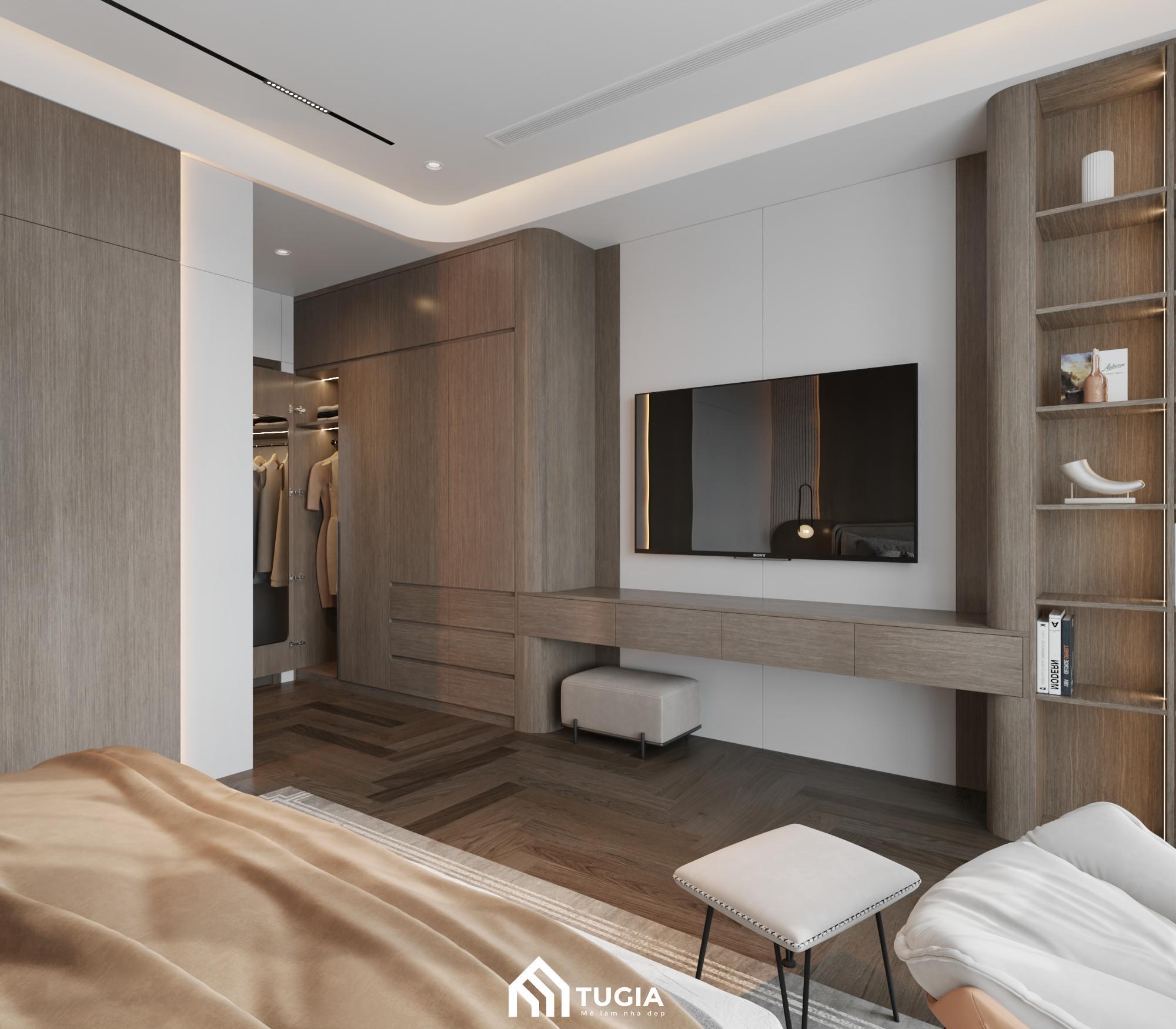 Tủ quần áo gỗ công nghiệp trong phòng ngủ biệt thự