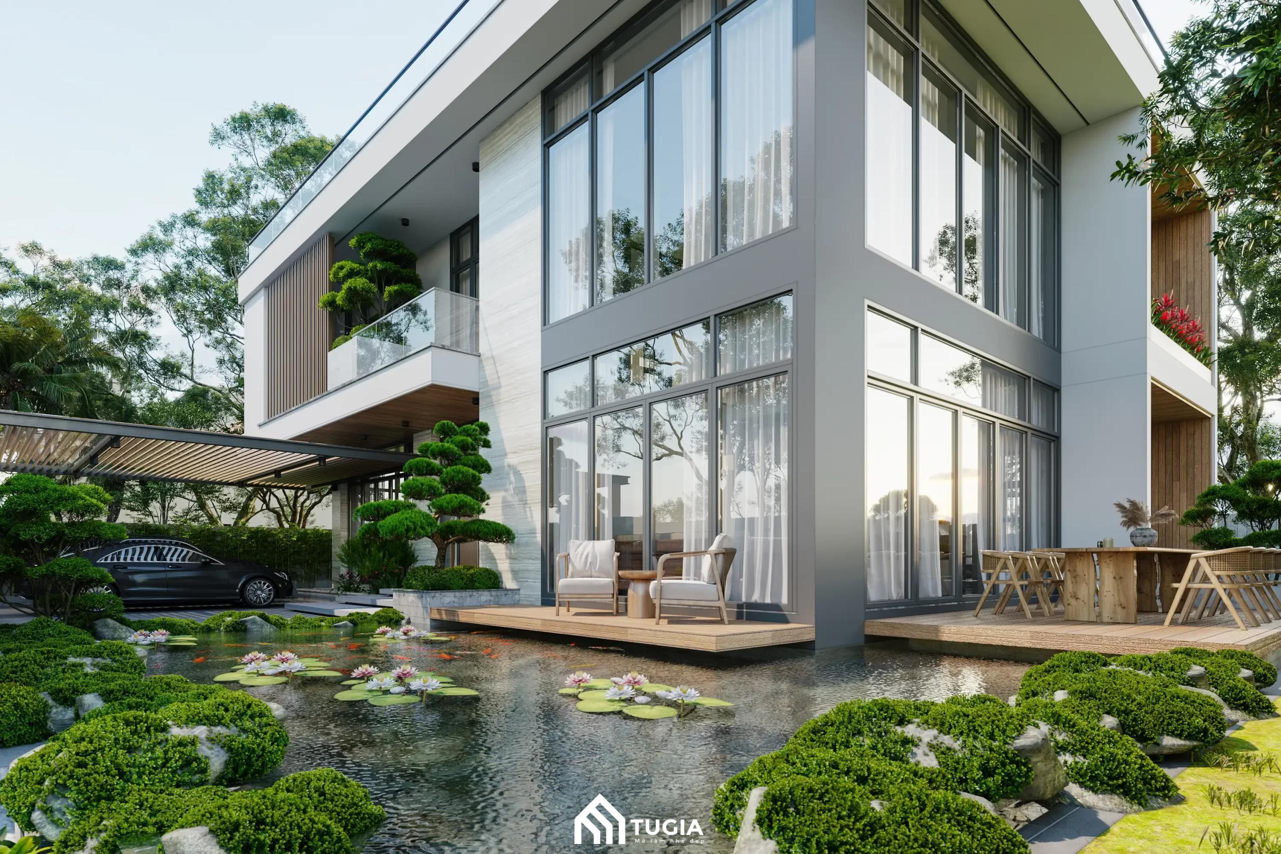 Sân vườn biệt thự phong cách Tropical