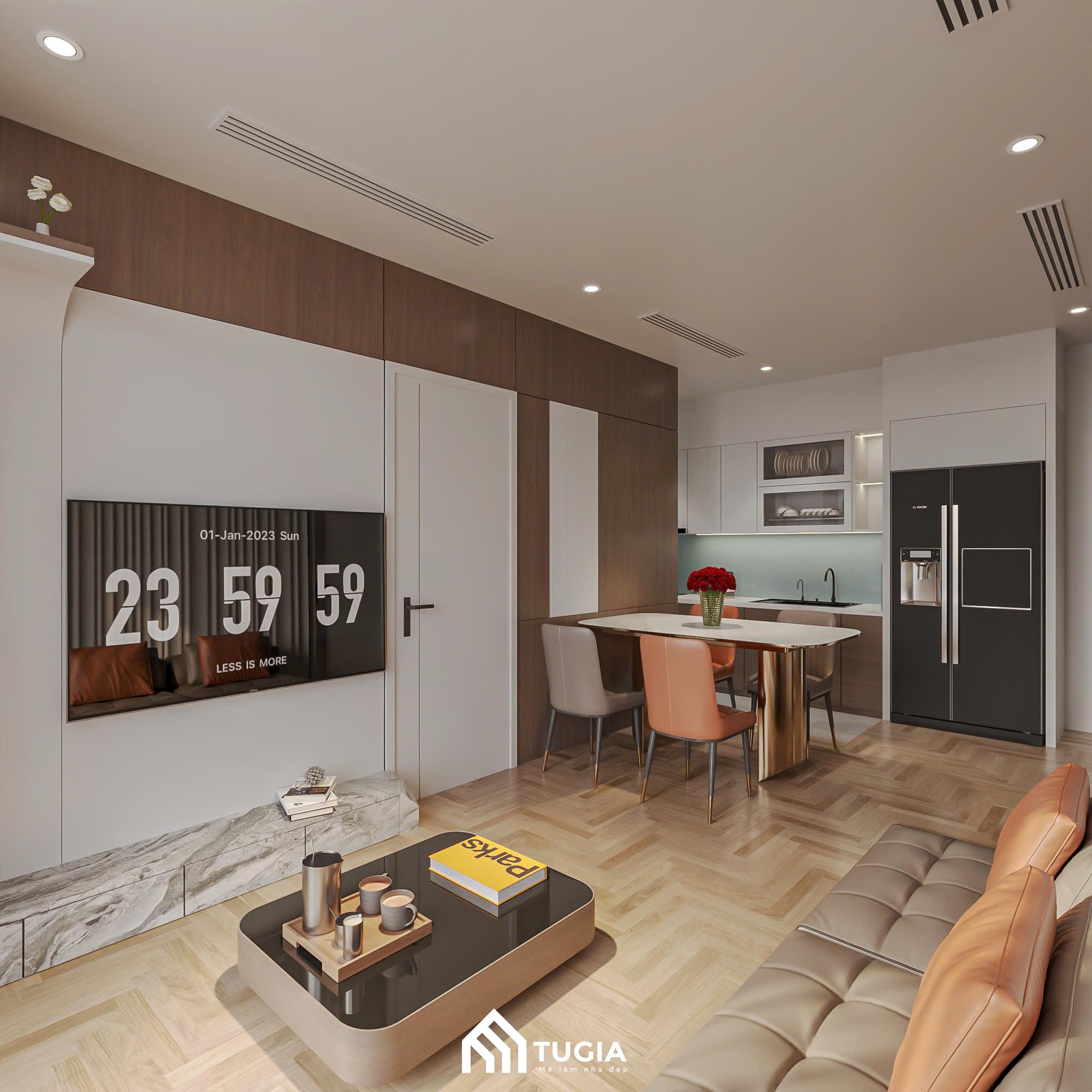 Xu hướng thiết kế phòng khách liền bếp được ứng dụng nhiều trong thiết kế nội thất chung cư