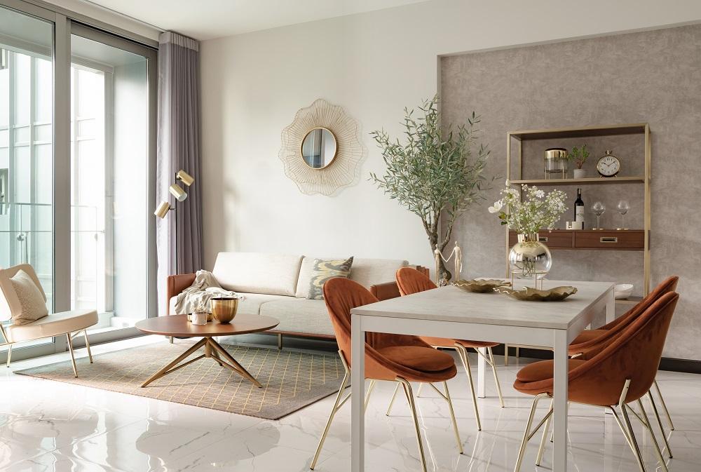 Thiết kế nội thất chung cư 55m2 với tổng thể không gian được bố trí liên thông cực kỳ khoa học