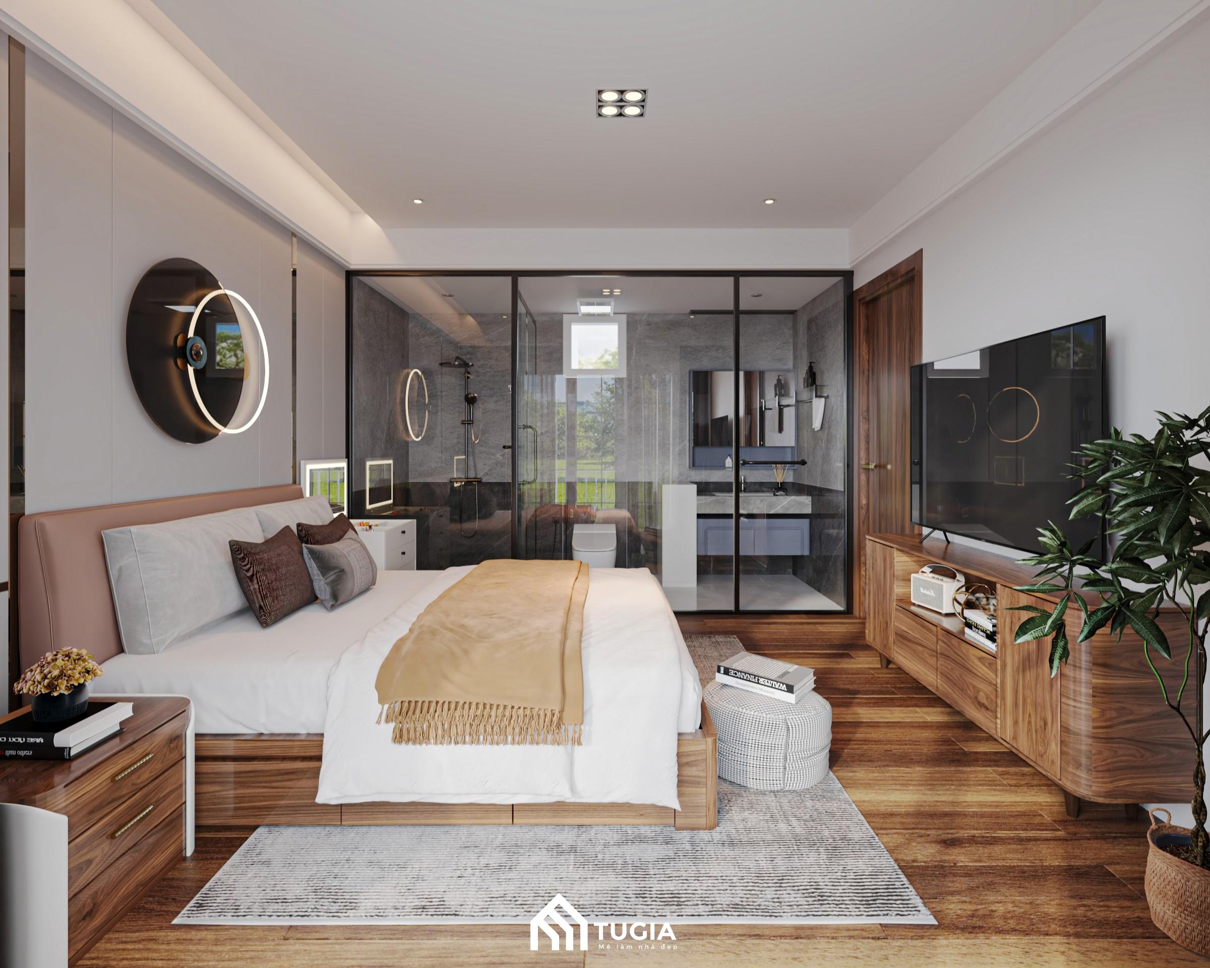 Sử dụng vách ngăn để phân chia khu vực giường ngủ và nhà vệ sinh