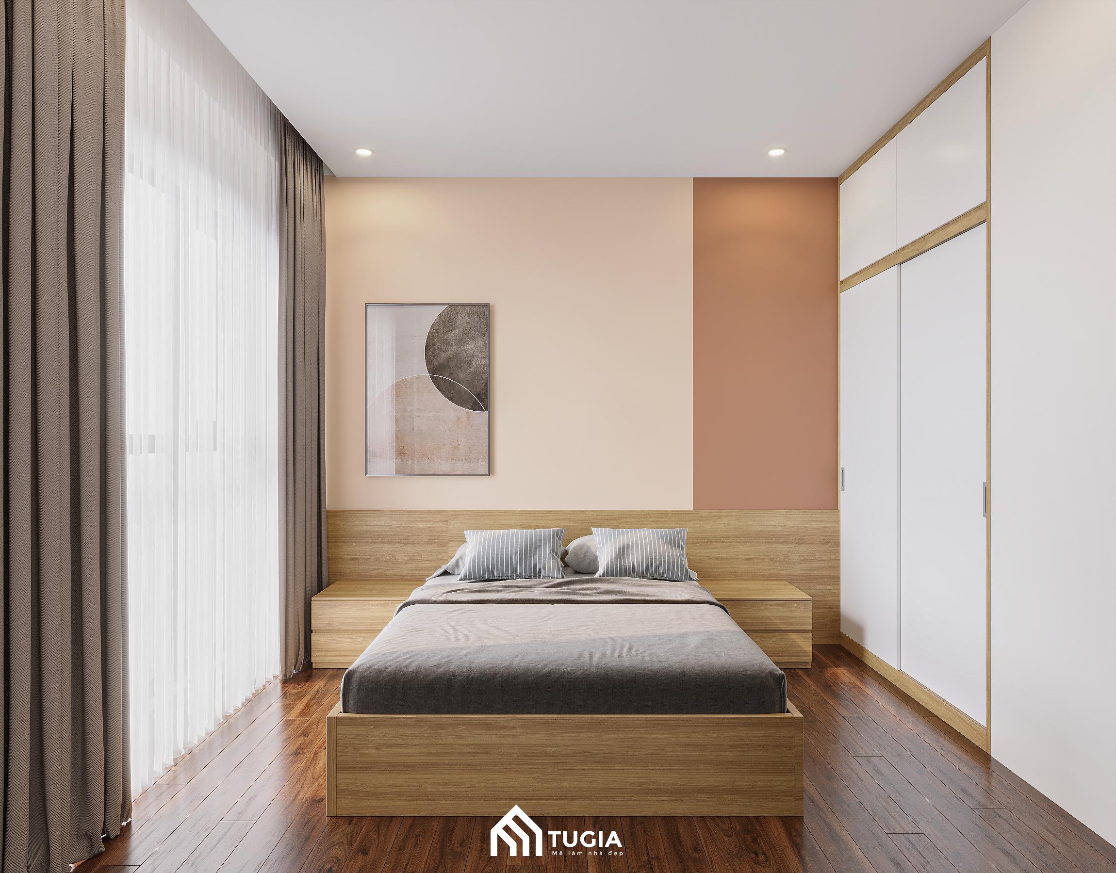 Phòng ngủ nổi bật với bức tranh treo tường rực rỡ phù hợp với gia chủ mệnh Hỏa