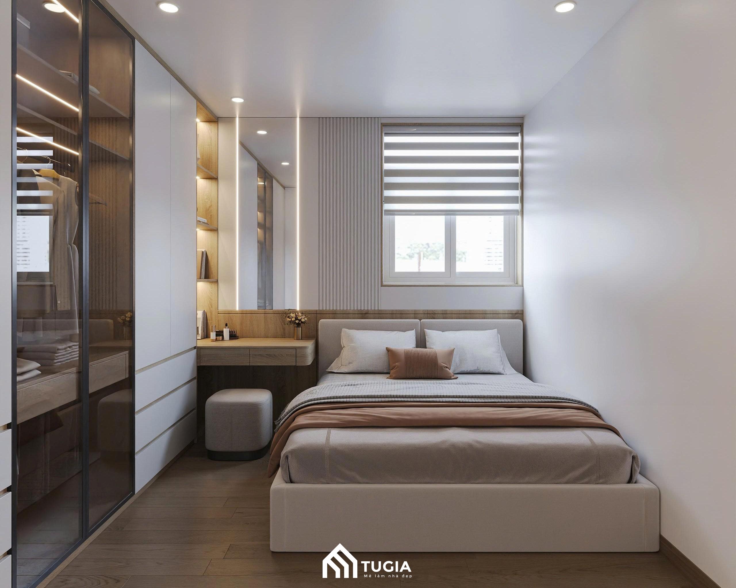 Đặt gương và bàn trang điểm bên cạnh giường ngủ là vị trí tốt nhất