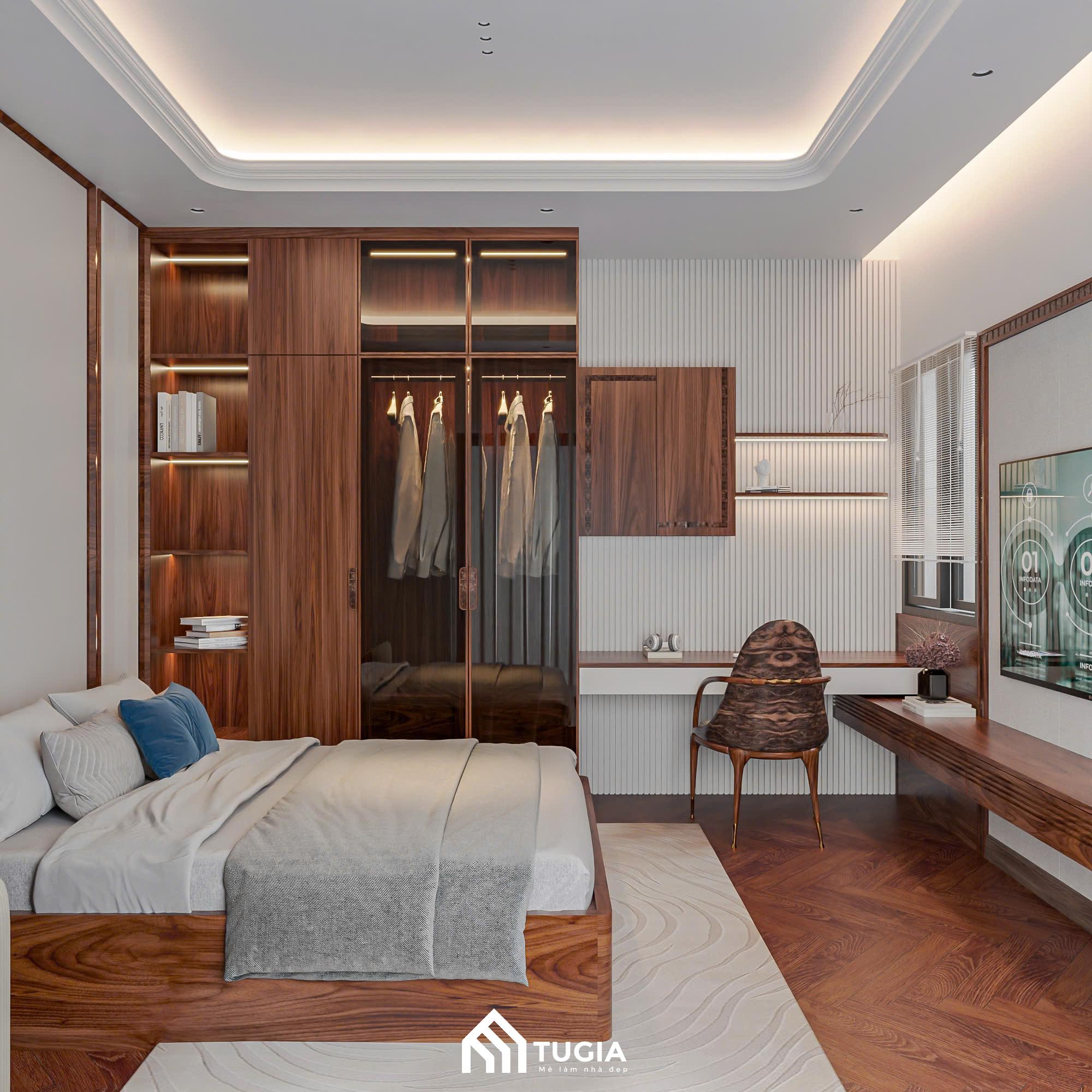 Bố trí góc làm việc nổi bật với hệ lam sóng nhựa