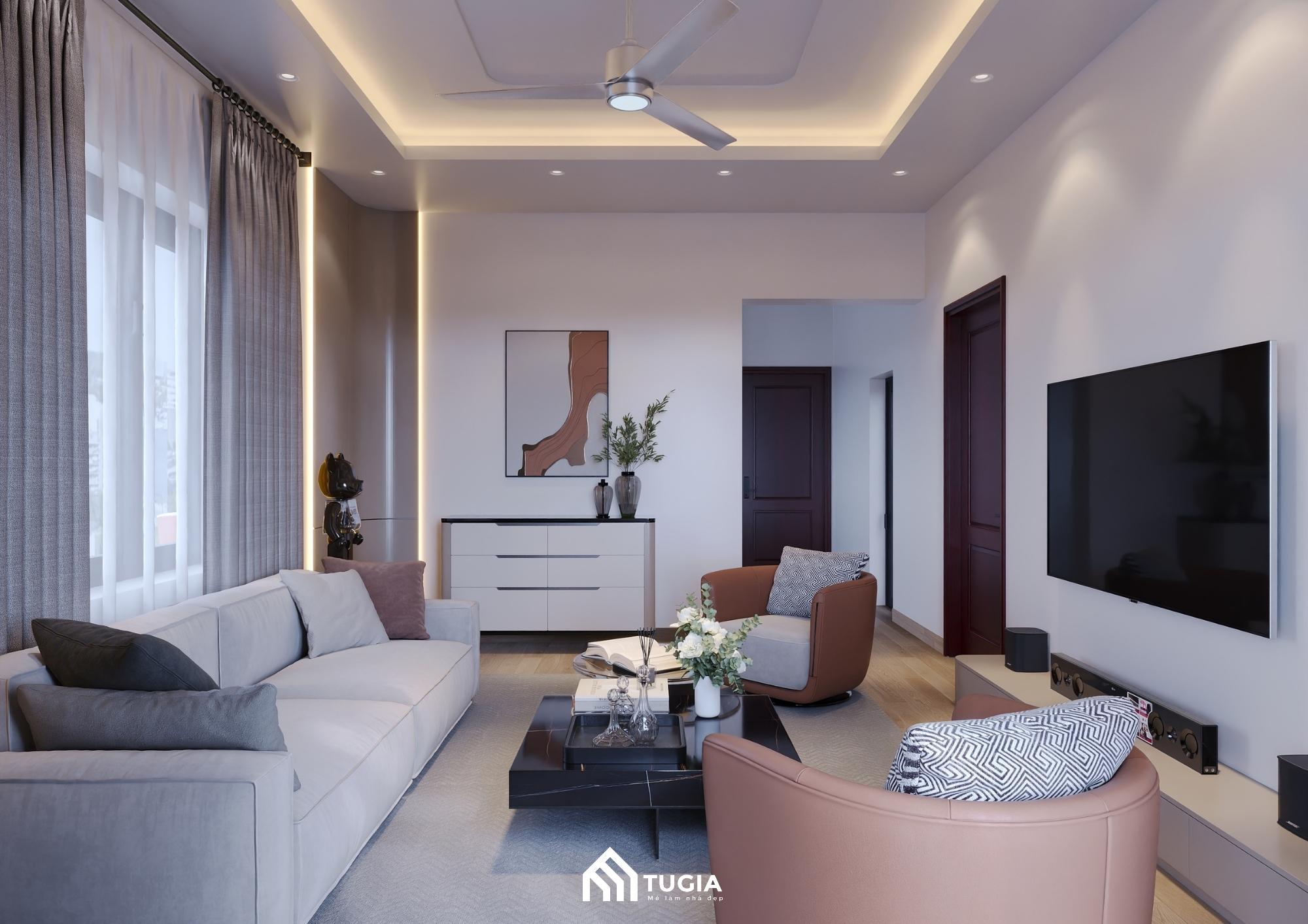 Thiết kế phòng sinh hoạt chung cho cả gia đình tại tầng 2 của ngôi nhà