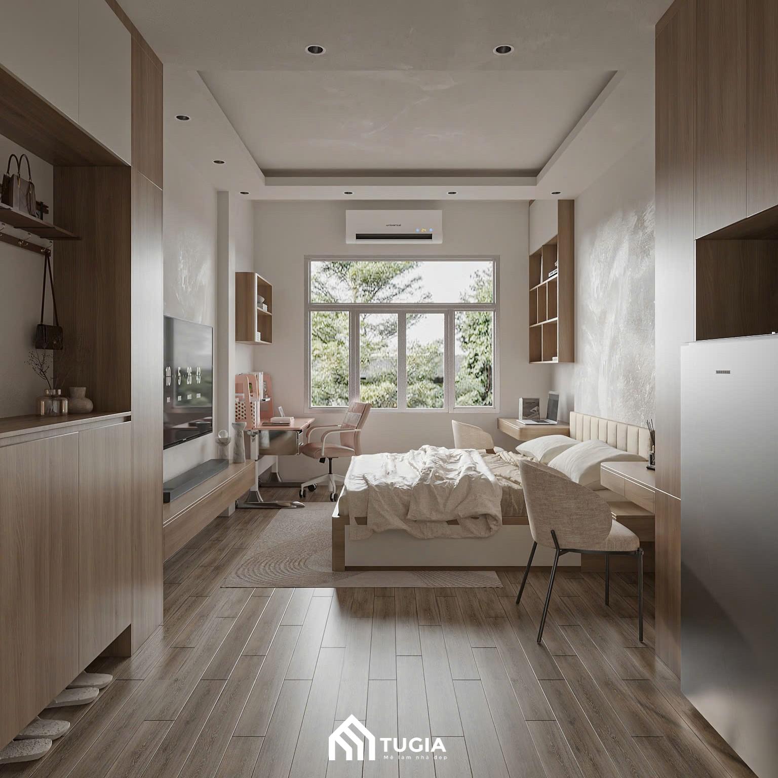 Phòng ngủ Master sở hữu diện tích lớn và được tích hợp nhiều công năng tiện ích