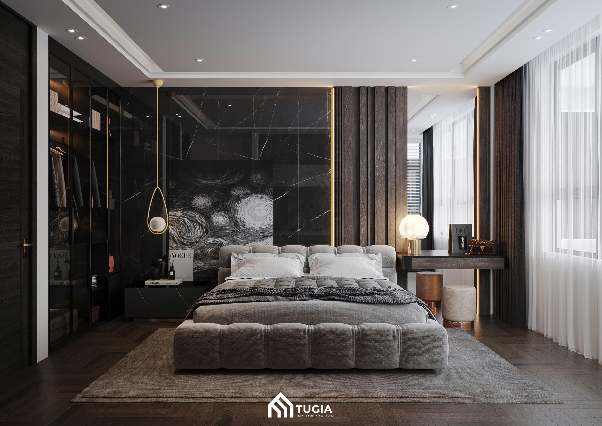 Thiết kế phòng ngủ màu đen phong cách hiện đại