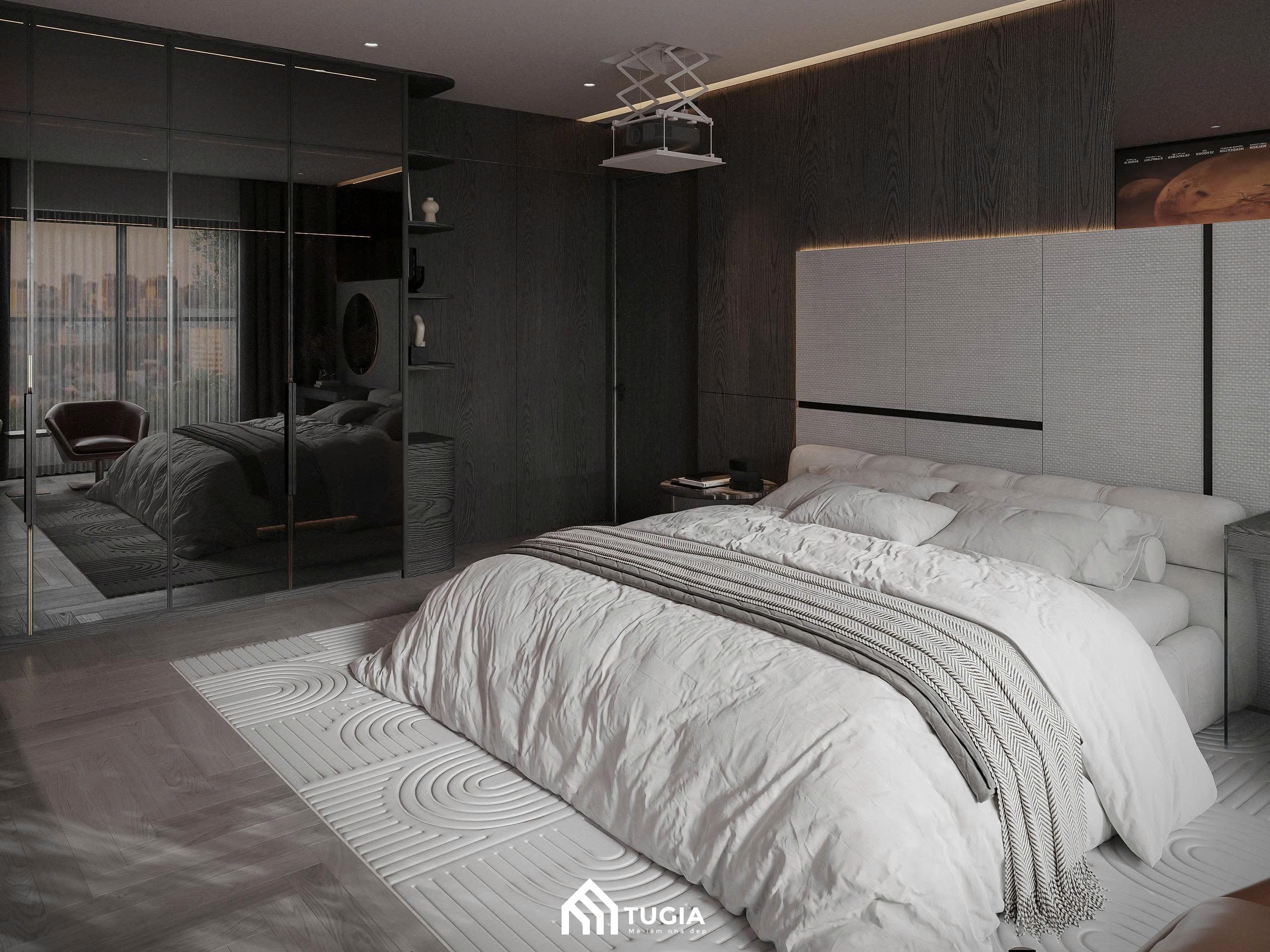 Phòng ngủ tone màu đen cũng giúp thể hiện cá tính của cả nam và nữ