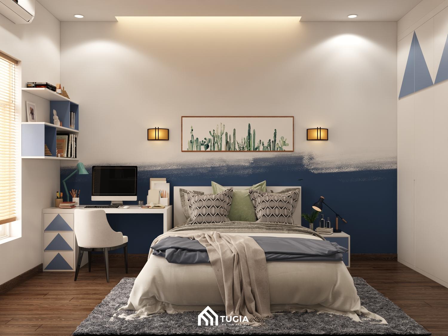 Thiết kế phòng ngủ cho bé gái xinh xắn với màu sắc tươi sáng, nổi bật kết hợp cùng đồ nội thất tối gọn tiết kiệm diện tích