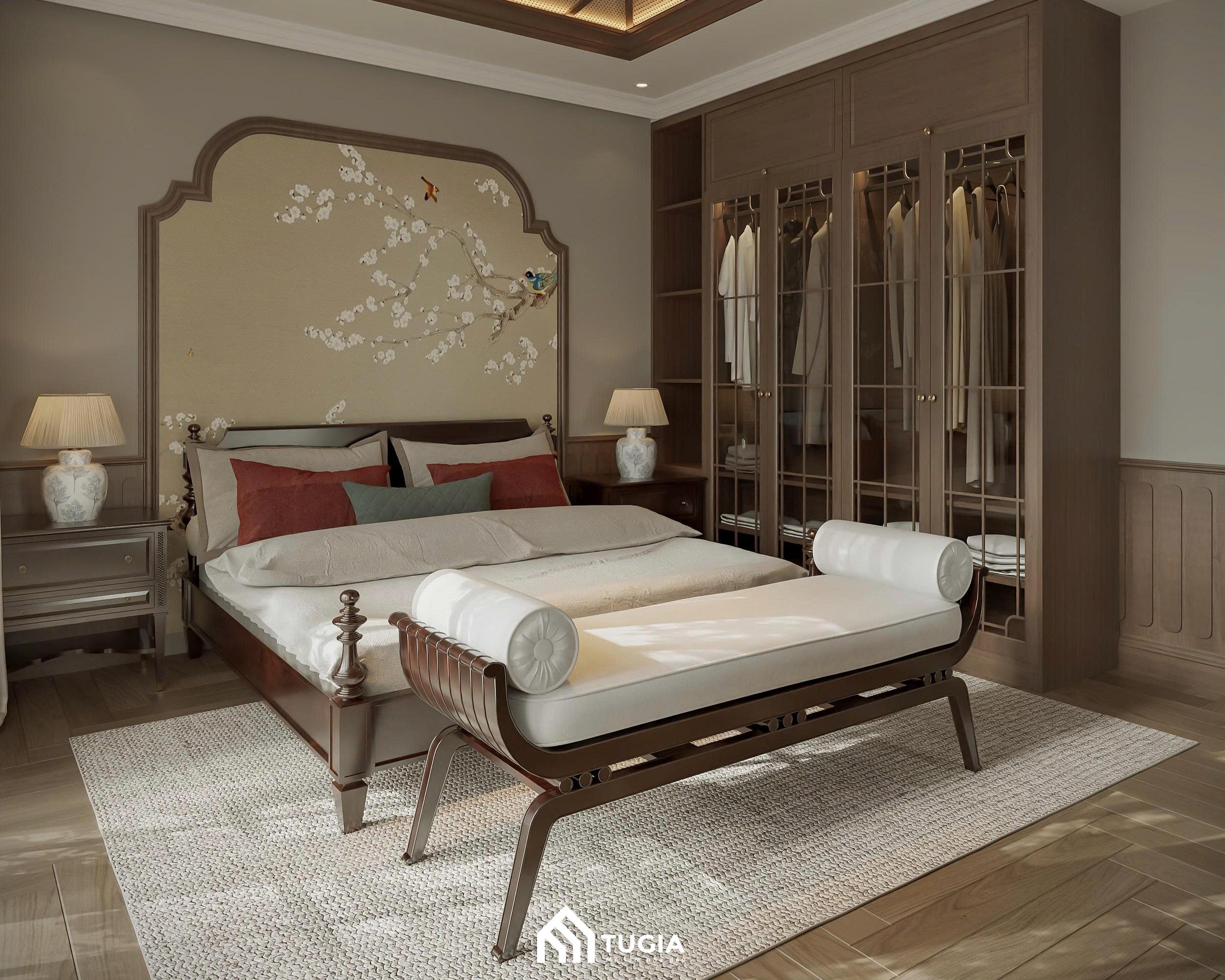 Thiết kế phòng ngủ đẹp cho vợ chồng phong cách Á Đông