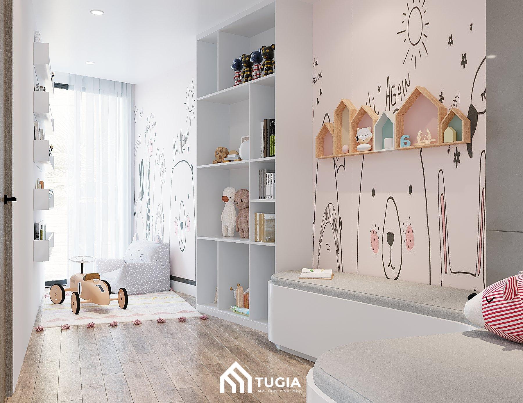 Mẫu thiết kế nội thất nhà phố với không gian vui chơi của các bé cực kì rộng rãi và thoải mái được thiết kế theo phong cách luxury