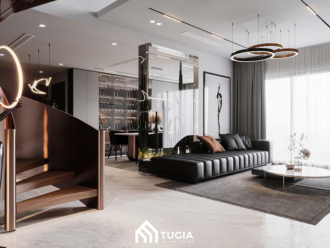 Phòng khách được đặt cạnh cửa sổ nên luôn có sự sáng sủa, tươi mới