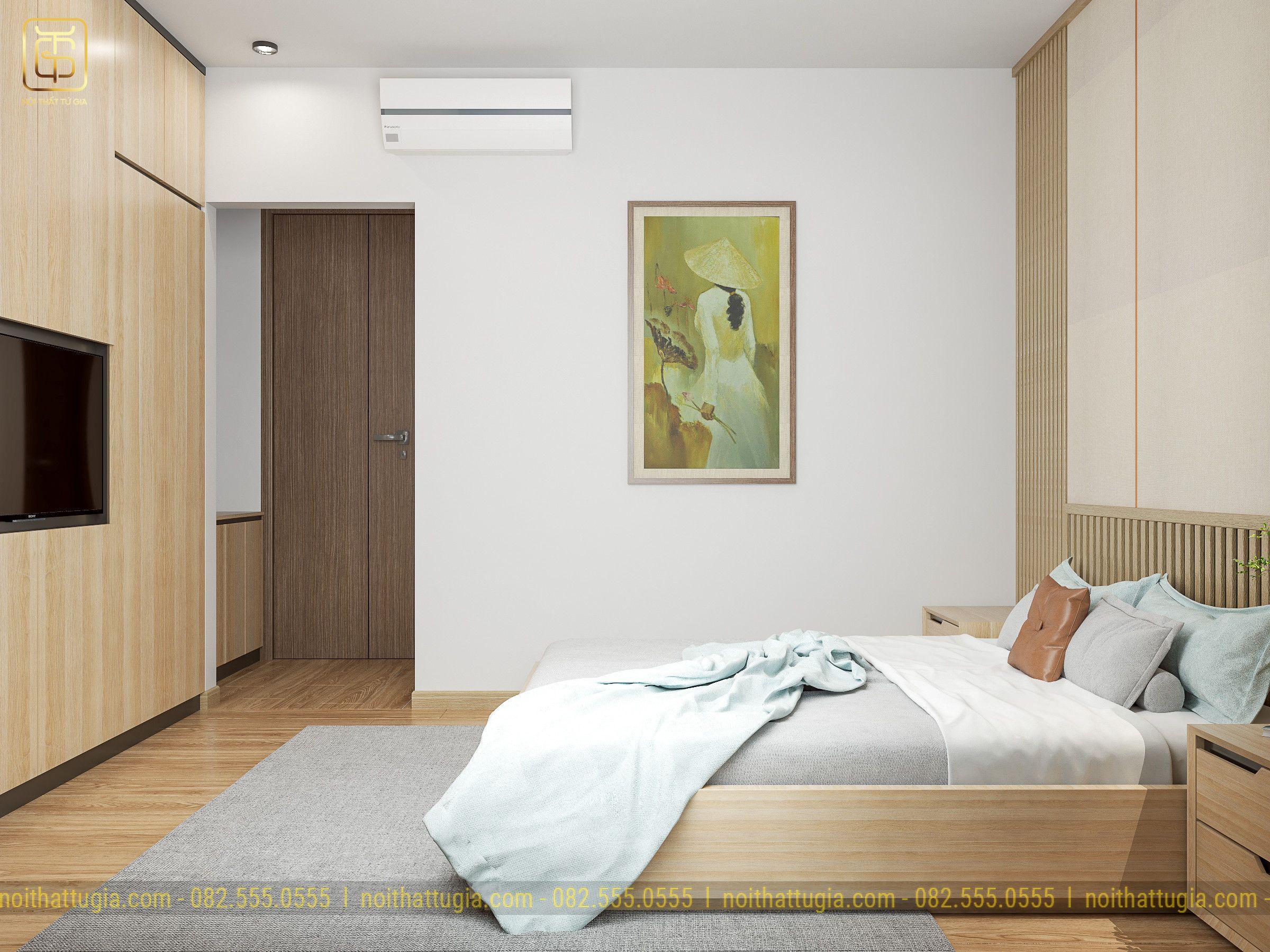 Tông màu gỗ sáng được ứng dụng giúp cho căn phòng trở nên rộng rãi hơn rất nhiều