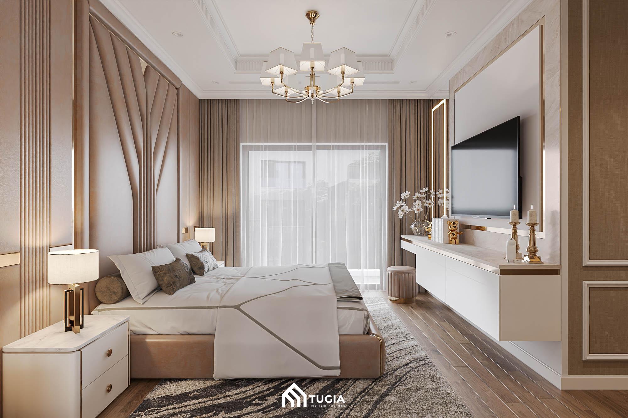 Phòng ngủ Luxury rộng 25m2 với nội thất vô cùng cao cấp thể hiện được đẳng cấp của gia chủ