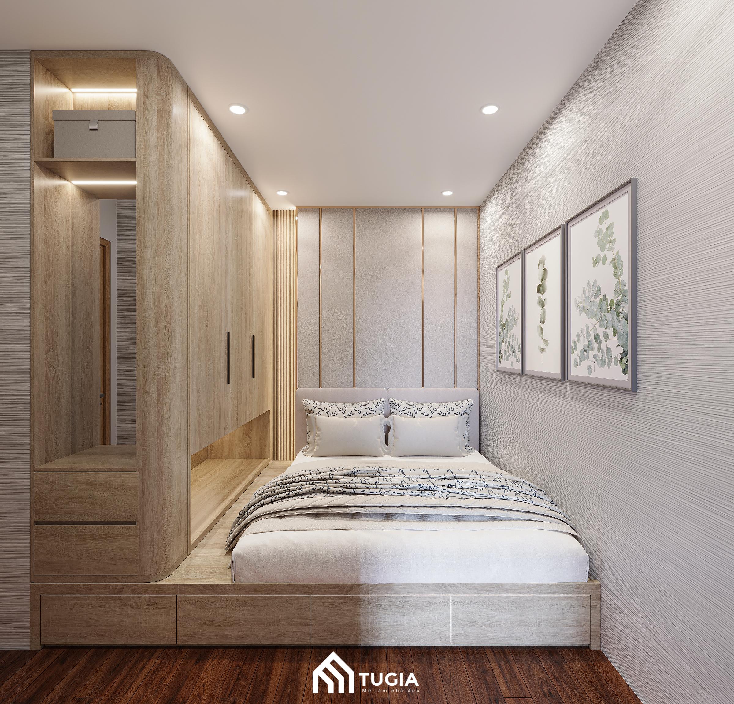 Mẫu phòng ngủ nhỏ đẹp đơn giản với nội thất thông minh bằng gỗ công nghiệp