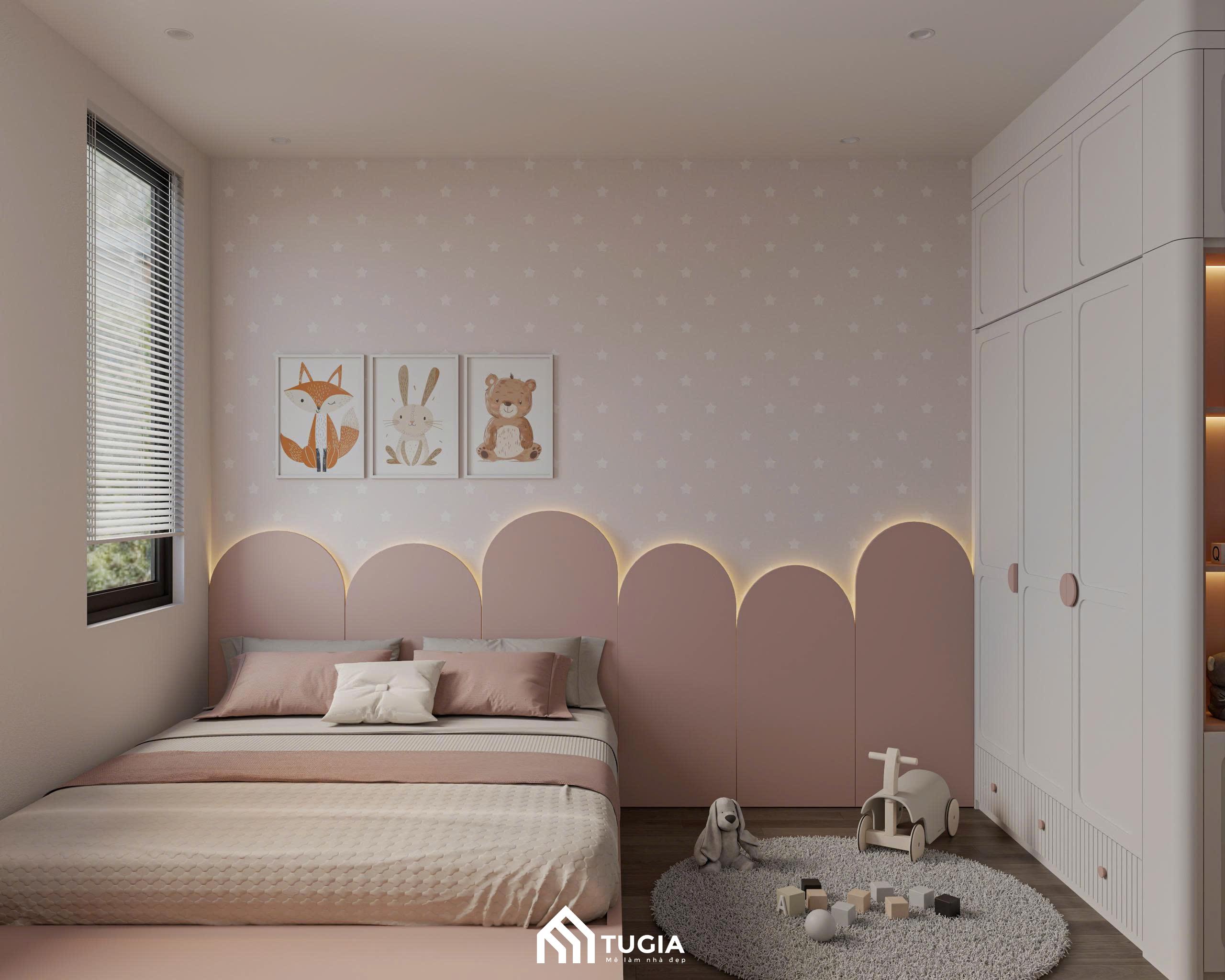 Mẫu thiết kế phòng ngủ mini dễ thương cho bé gái với bảng màu hồng pastel