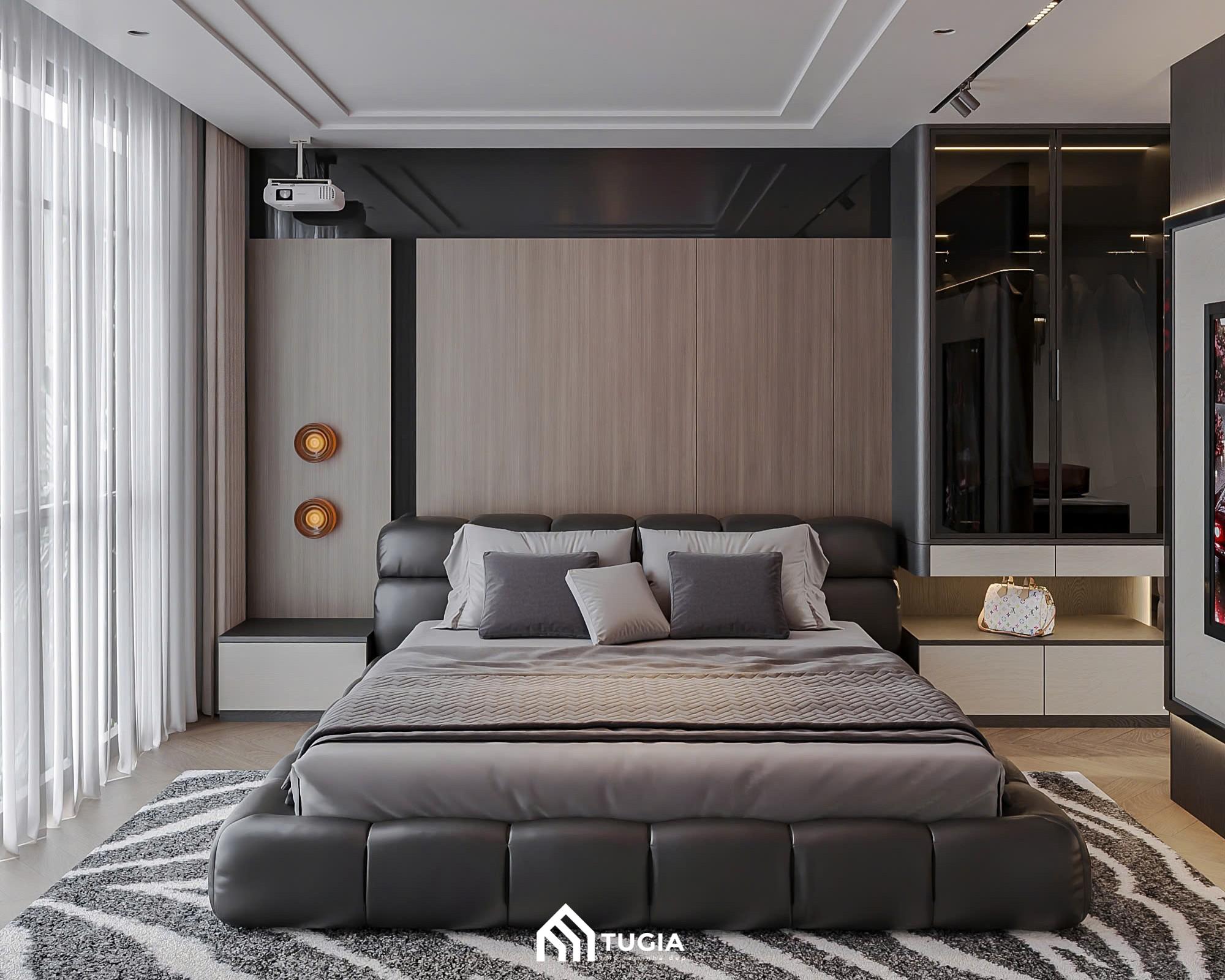 Phòng ngủ Master mang cảm hứng sang trọng và quyền quý, được thiết kế theo phong cách Modern Luxury tinh tế