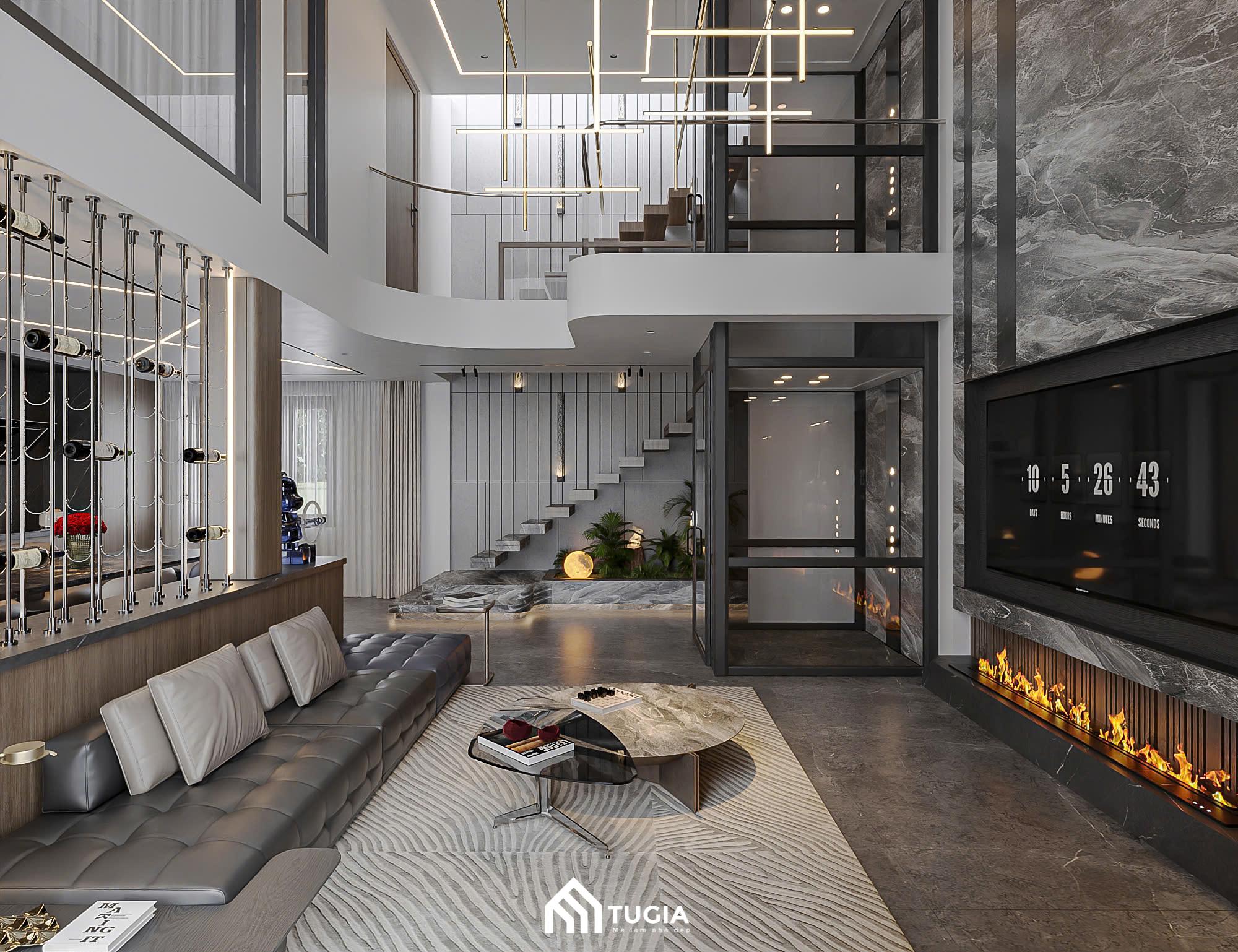 Dự án thiết kế nội thất biệt thự thông tầng của Anh Duy tại Hà Nội được Nội thất Tứ Gia thực hiện theo phong cách hiện đại - sang trọng