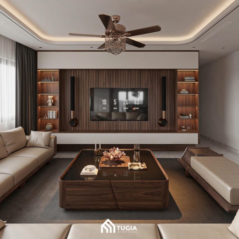 Dự án thiết kế nội thất nhà phố 2 tầng cho anh Đông tại Quốc Oai - Hà Nội do Nội thất Tứ Gia thực hiện