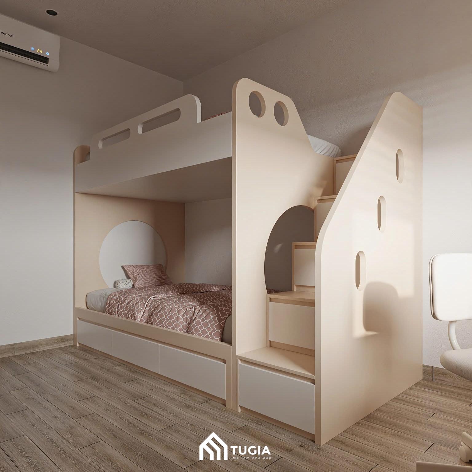 Gam màu pastel nhẹ nhàng kết hợp cùng ánh sáng tự nhiên từ cửa sổ giúp căn phòng luôn thoáng đãng, dễ chịu