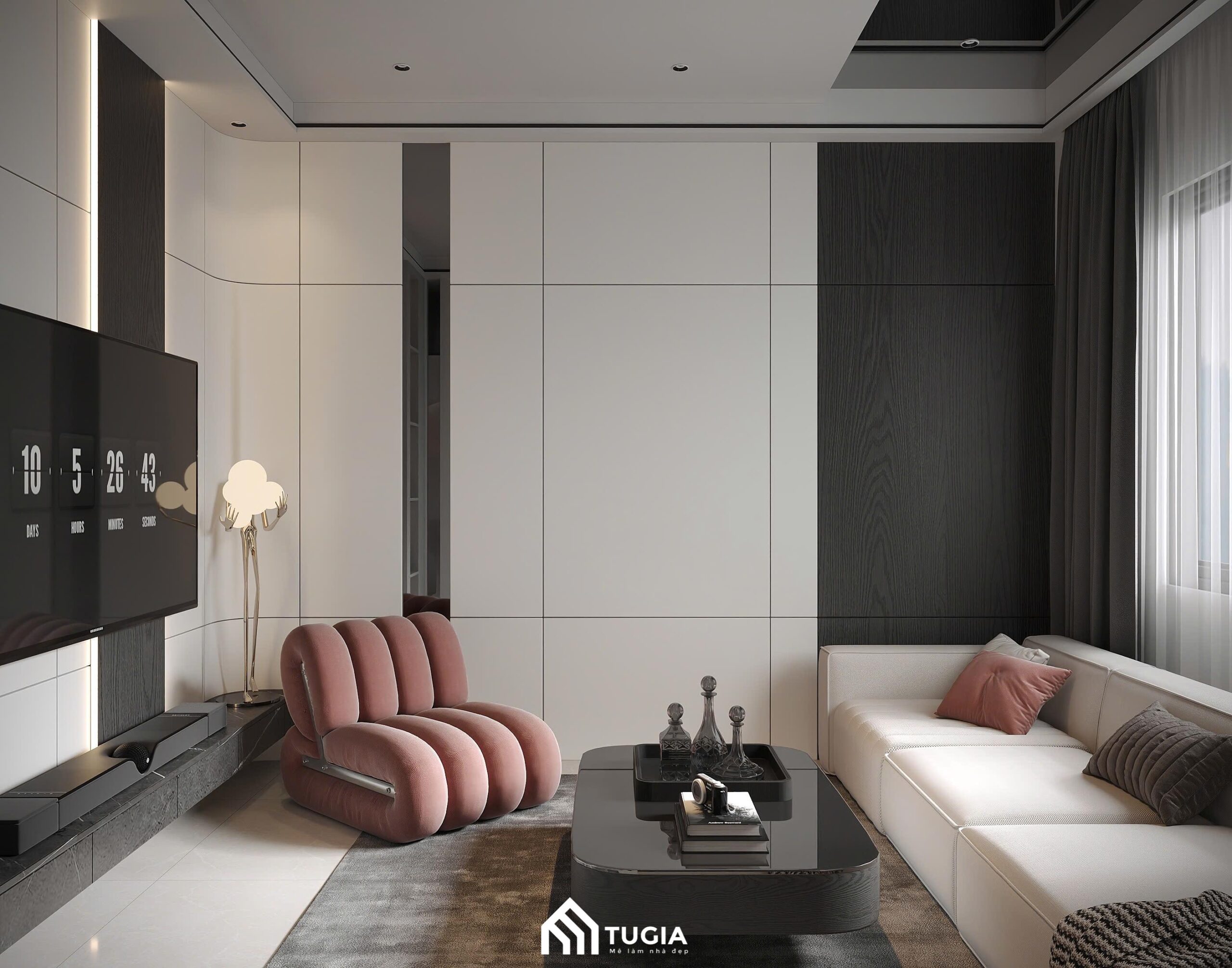Không gian tiếp khách chính của căn nhà tại tầng 2