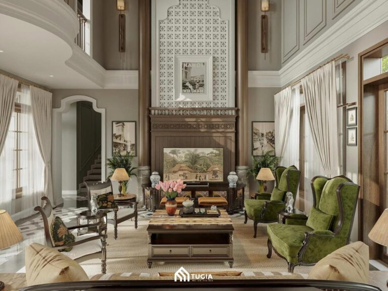 60+ Mẫu phòng khách phong cách Indochine đẹp, hoài cổ