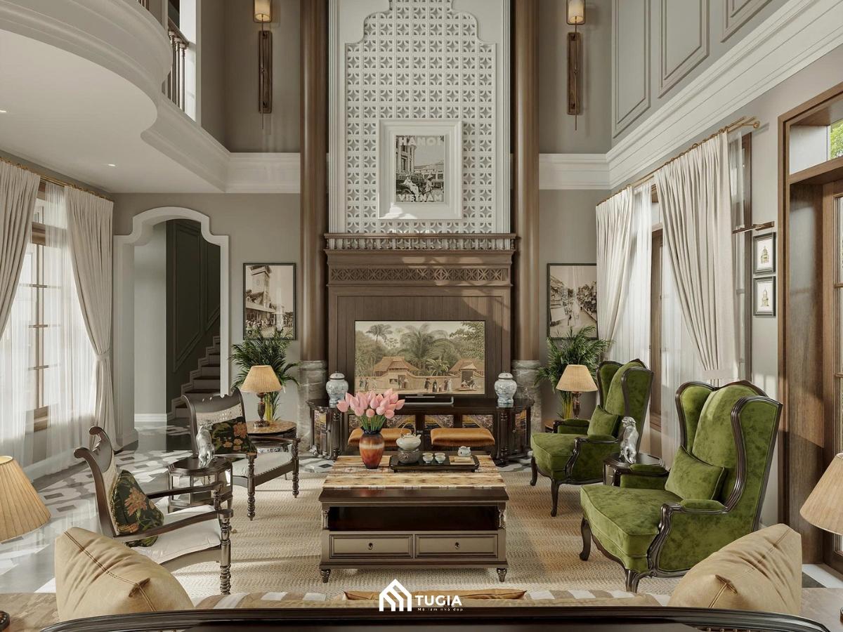 60+ Mẫu phòng khách phong cách Indochine đẹp, hoài cổ