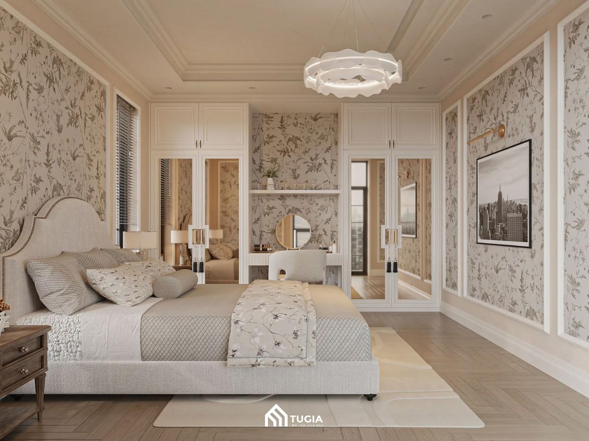 Mẫu phòng ngủ chính rộng 40m2 phong cách tân cổ điển cao cấp