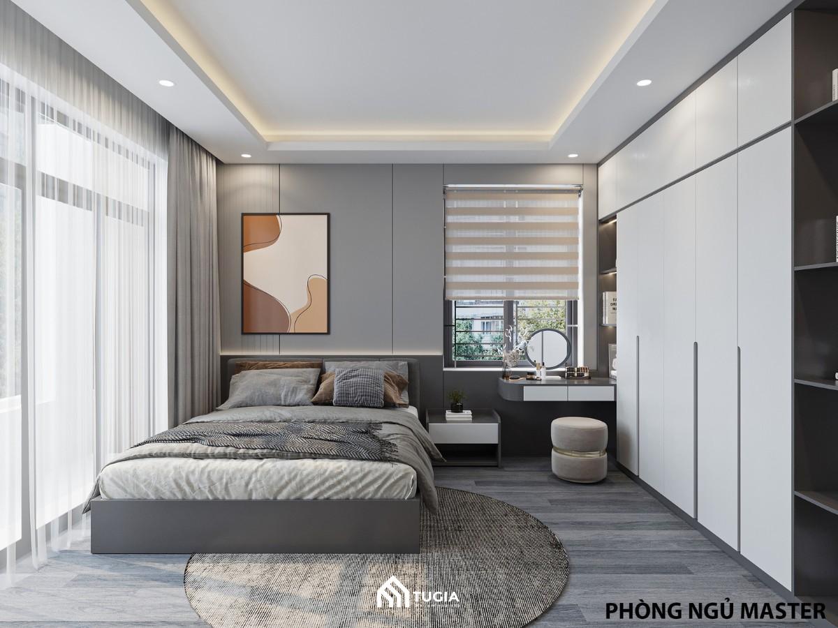 Mẫu thiết kế phòng ngủ master hiện đại rộng 40m2 cho biệt thự