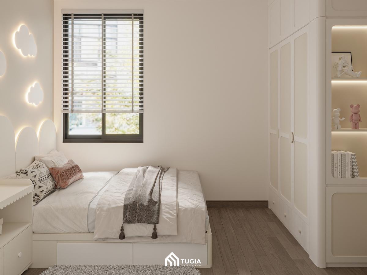 Sử dụng giường ngủ đơn cho căn phòng ngủ 4m2 để đảm bảo độ thông thoáng, thoải mái cho căn phòng