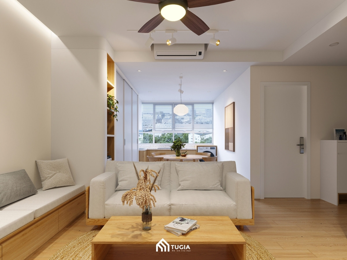 Tận dụng không gian dọc khi thiết kế nội thất căn hộ studio 30m2 sẽ giúp không gian trở nên rộng rãi hơn