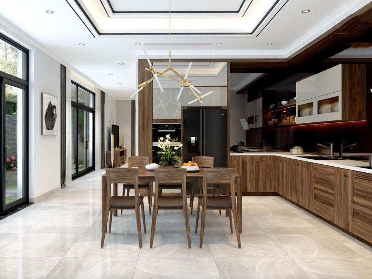 Mẫu thiết kế bếp không gian mở rộng rãi cho biệt thự được ưa chuộng