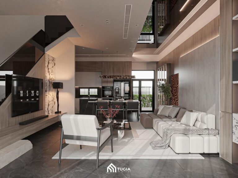 30+ Mẫu thiết kế phòng khách liền bếp đẹp, chuẩn phong thủy