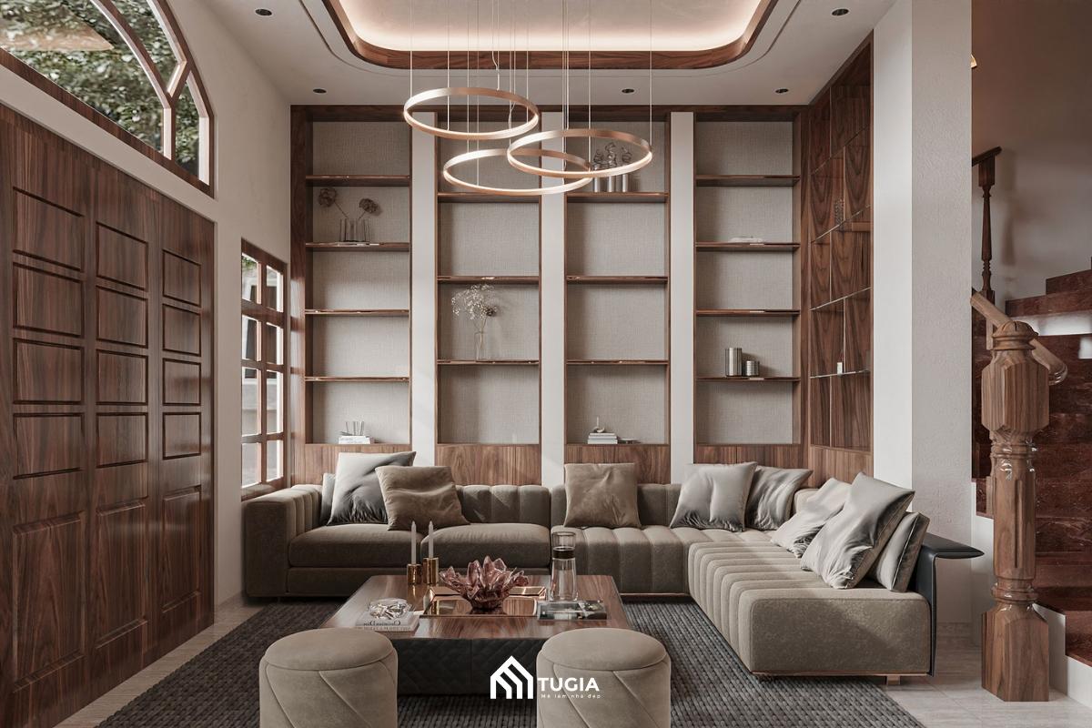 Đèn LED âm trần tạo ánh sáng nhẹ nhàng cho phòng khách