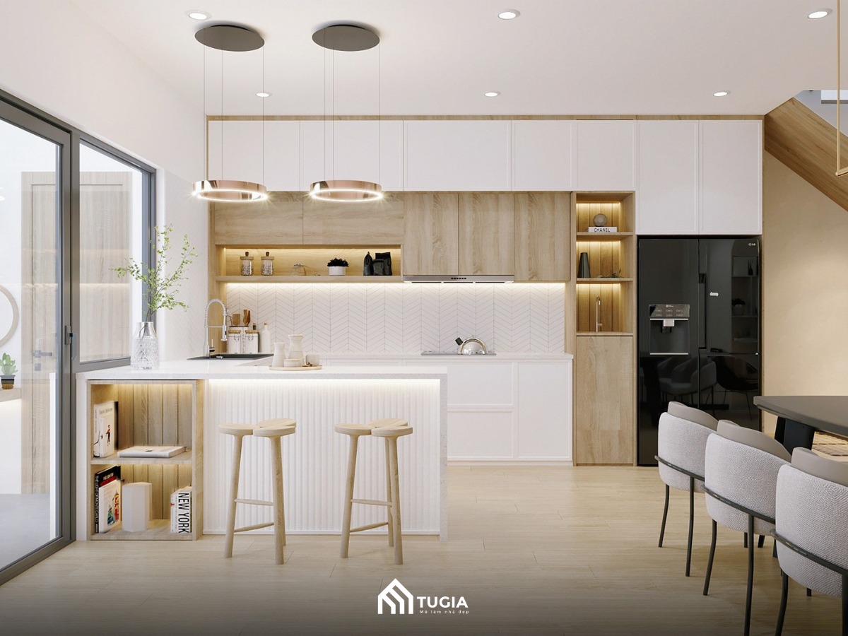 Thiết kế phòng bếp nhà ống 5m theo phong cách Scandinavian