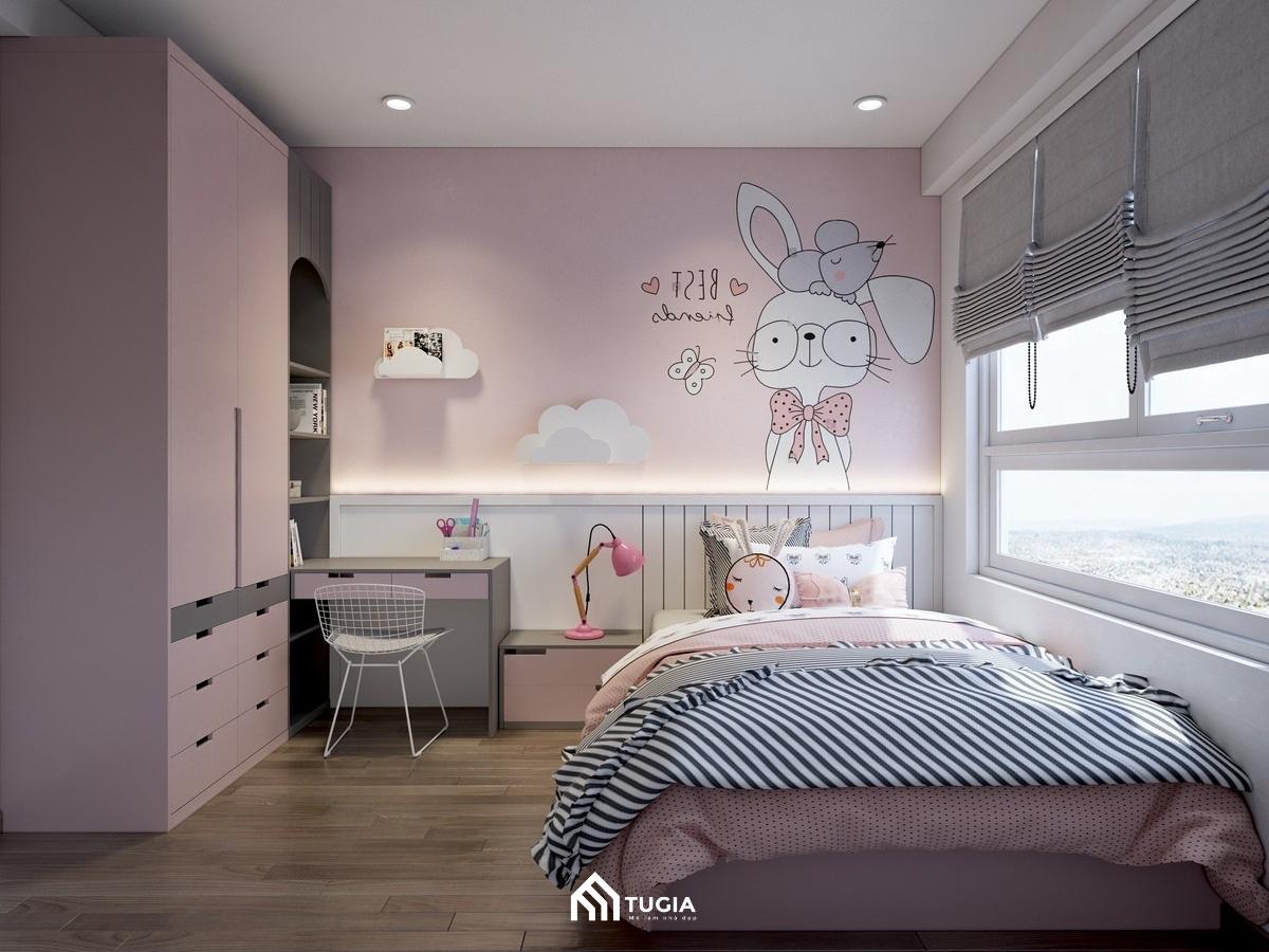 Mẫu phòng ngủ cho trẻ em gái diện tích 10m2 sẽ tập chung vào công năng sử dụng và lược bỏ đi những chi tiết không cần thiết