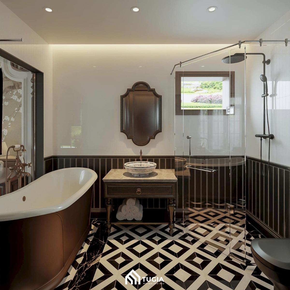 Phòng tắm thiết kế mở phong cách Indochine